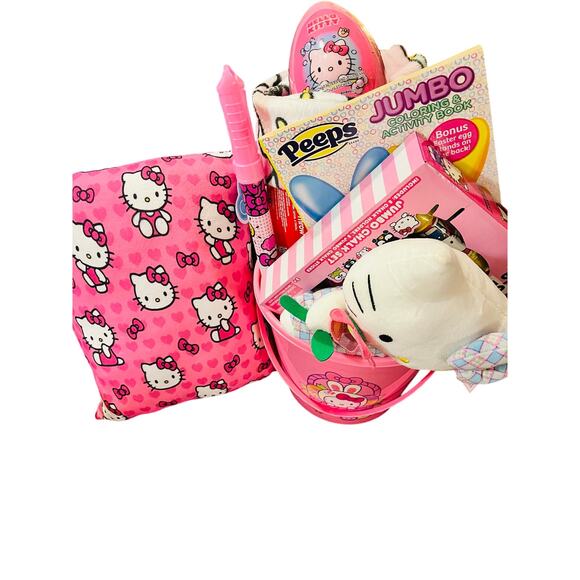 Hello kitty Easter bundle basket, soft and adorable pink unicorn throw 50 x 70 - Picture 7 of 8